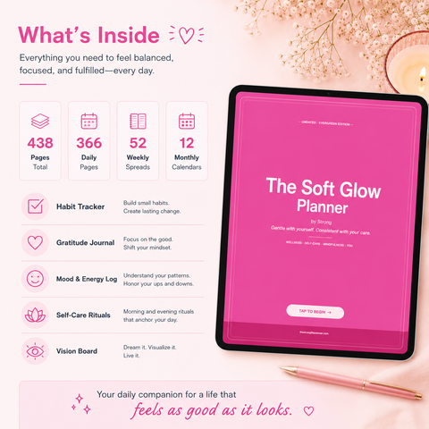 Mood and energy log page tracking mood energy sleep quality and anxiety level daily on a 1 to 5 scale for 31 days in a pink wellness digital planner