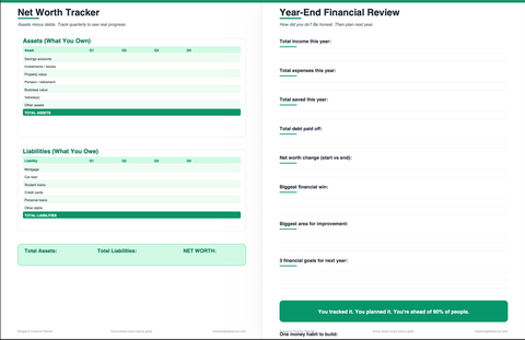 Budget & Finance Planner — Digital Monthly Budget Tracker, Debt Payoff, Savings Goals, Net Worth