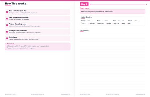 90-Day Self-Care Journal — Daily Wellness Check-In, Mood Tracker, Guided Prompts