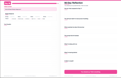 90-Day Self-Care Journal — Daily Wellness Check-In, Mood Tracker, Guided Prompts