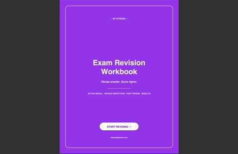 Exam Revision Workbook — Active Recall, Spaced Repetition, Past Paper Tracker, Study Planner
